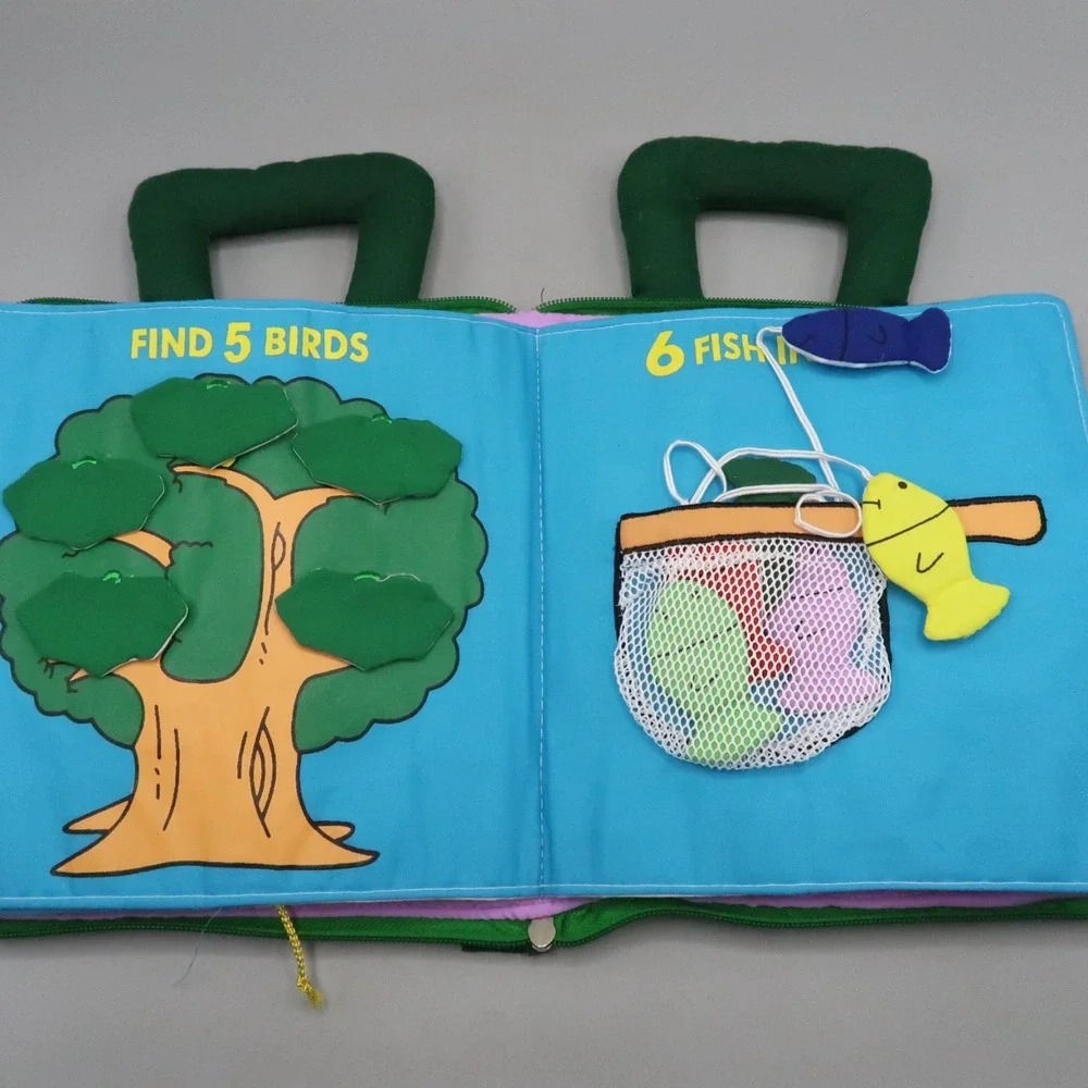 Vintage 1991 Pockets of Learning Soft Cloth Book Count And Play Baby